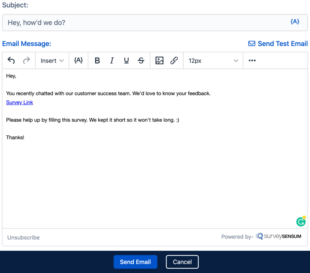 send csat survey after customer support session