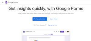 Google Forms dashboard for Jotform alternative