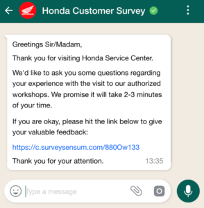 Share your survey on WhatsApp