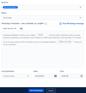 WhatsApp survey template