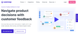 Usersnap survey tool for product feedback.