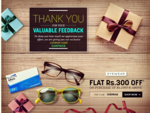 How Lenskart provided gift vouchers to increase the survey response rate