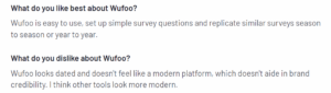 Customer review of Wufoo in G2 platform explain what they like and dislike about the tool