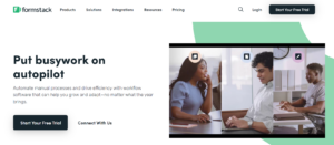 Homepage of Formstack survey tool
