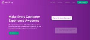 The homepage of AskNicely