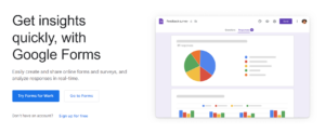 The homepage of Google Forms