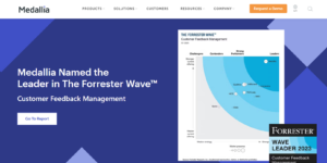 The homepage of Medallia customer feedback management tool