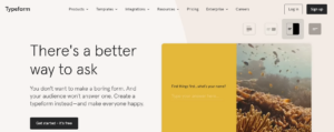 The homepage of Typeform