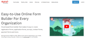 The homepage of Wufoo