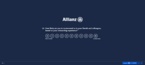 An 11-point scale tNPS survey question used after onboarding